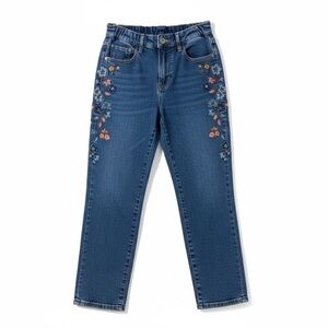 Driftwood Elon High Rise Paper Bag Waist Embroidered Straight Jeans